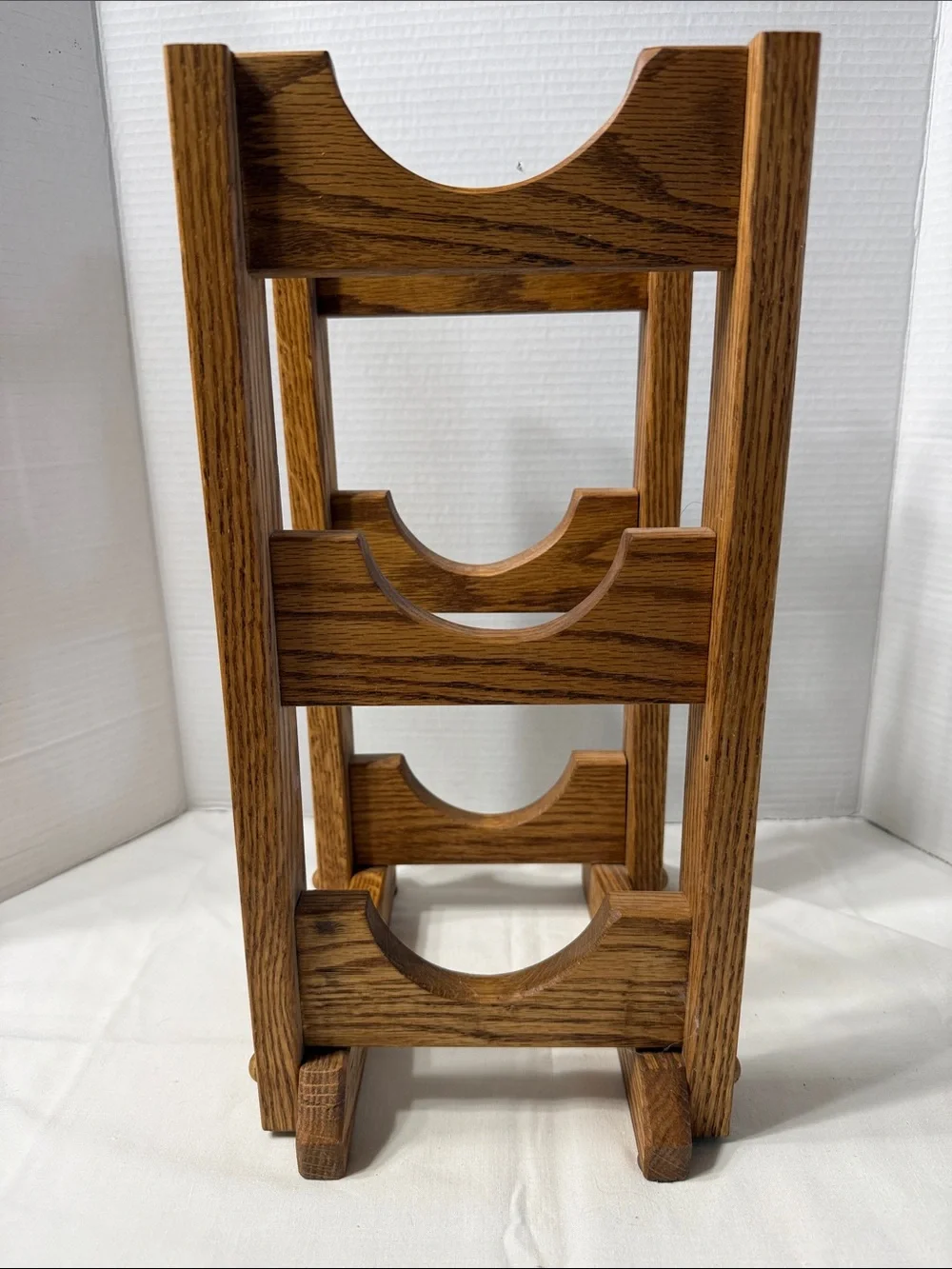 Artisan Crafted Solid Oak 3 Bottle Wine Holder Stand or Bath Towel Rack - Brown